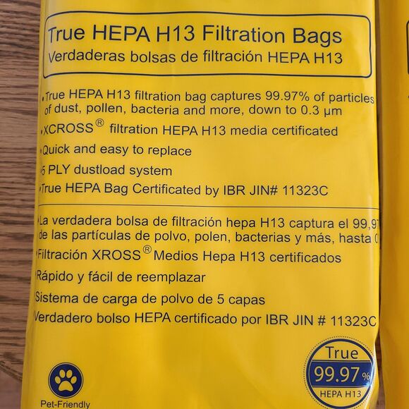 FILTECH Kenmore Type O Upright Vacuum Bags True HEPA H13 (Two 6-Packs) - Picture 5 of 6